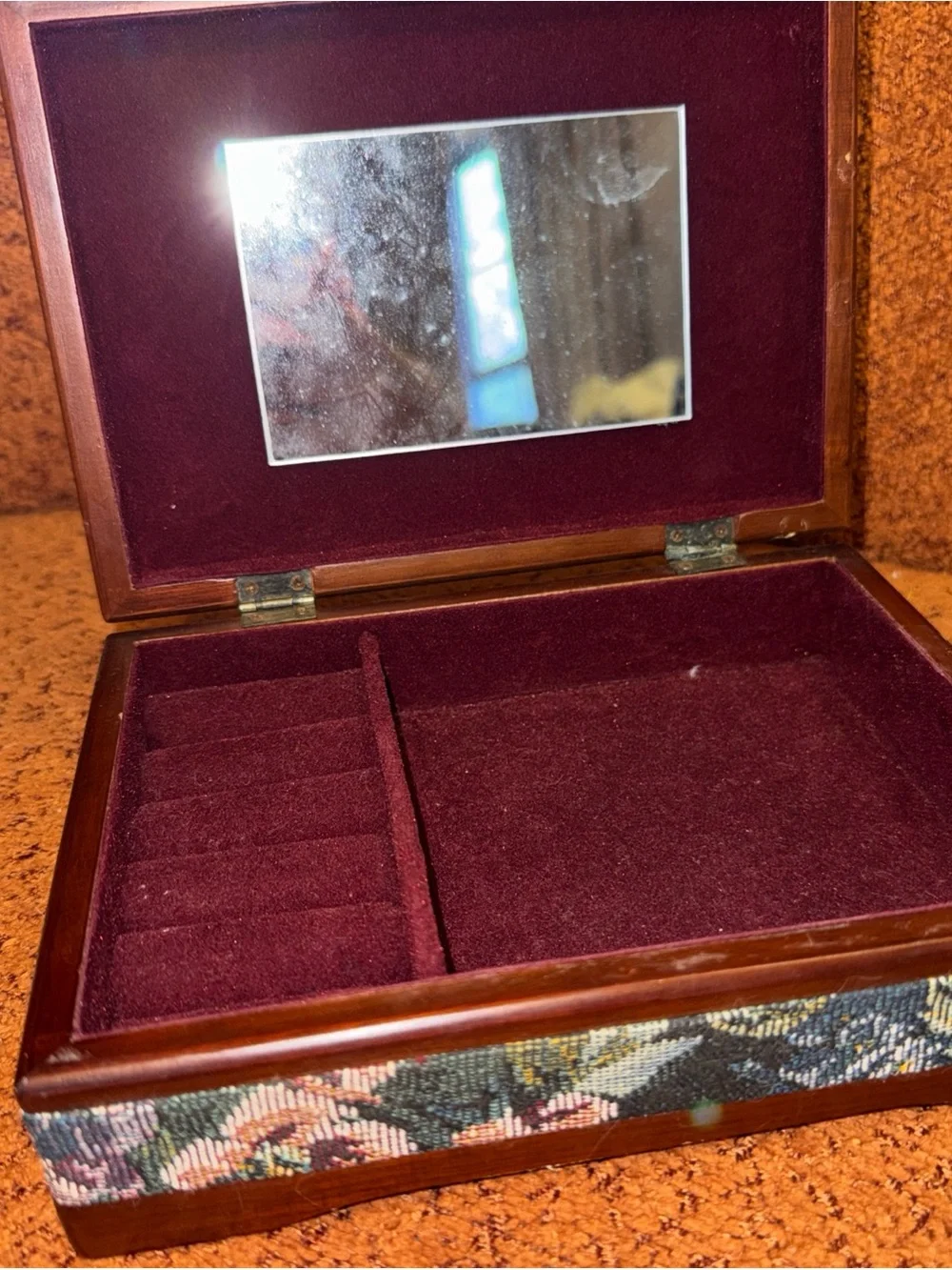 Floral Tapestry Jewelry Organizer Box in Multicolor